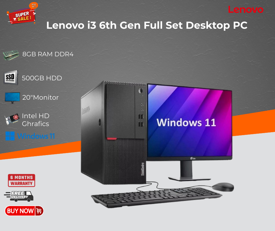 LENOVO INTEL i3 6TH GEN. DESKTOP PC