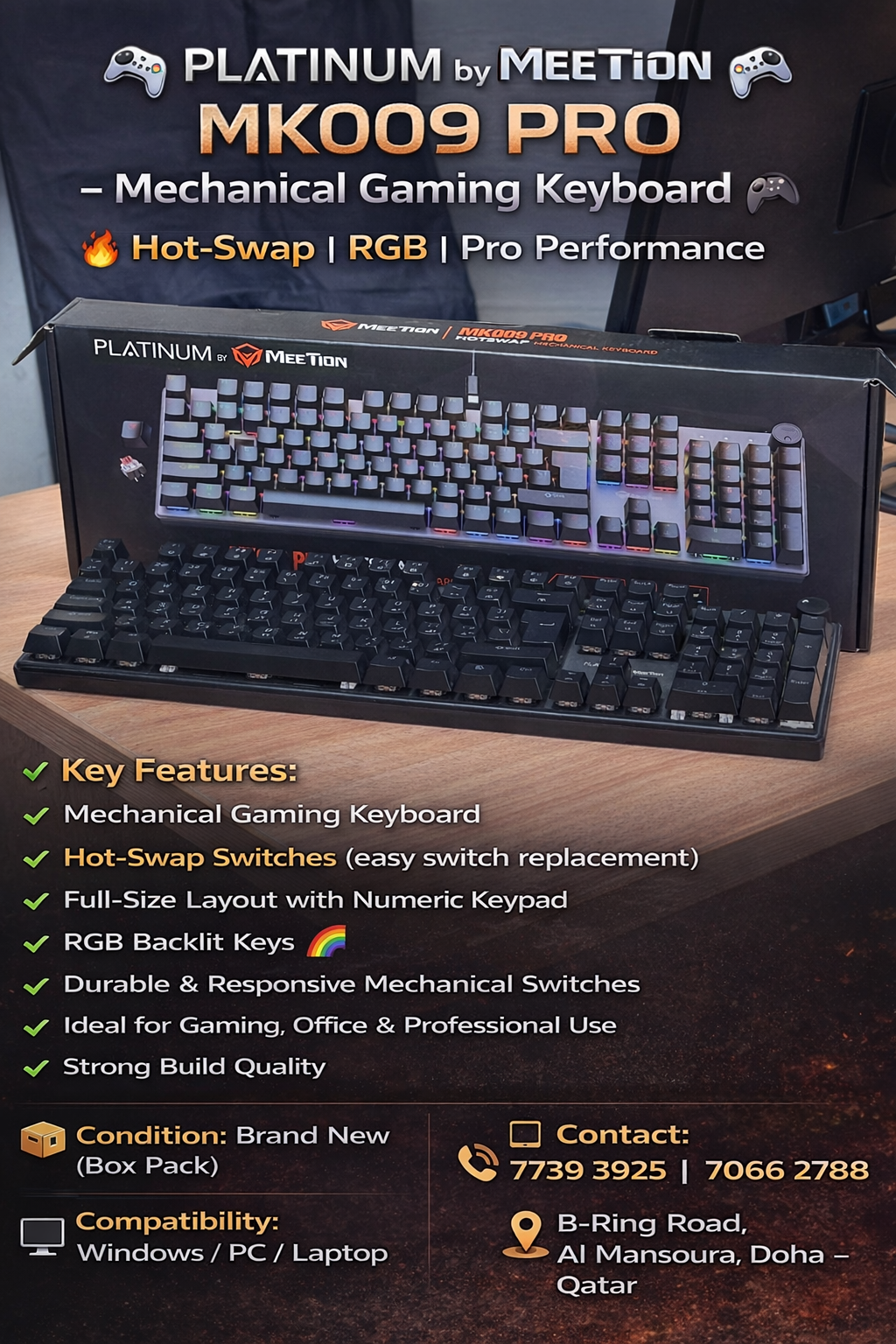 PLATINUM by MEETION MK009 PRO – Mechanical Gaming Keyboard